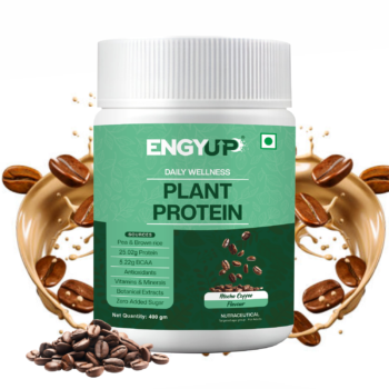 "ENGYUP Mocha Plant Protein powder jar"
